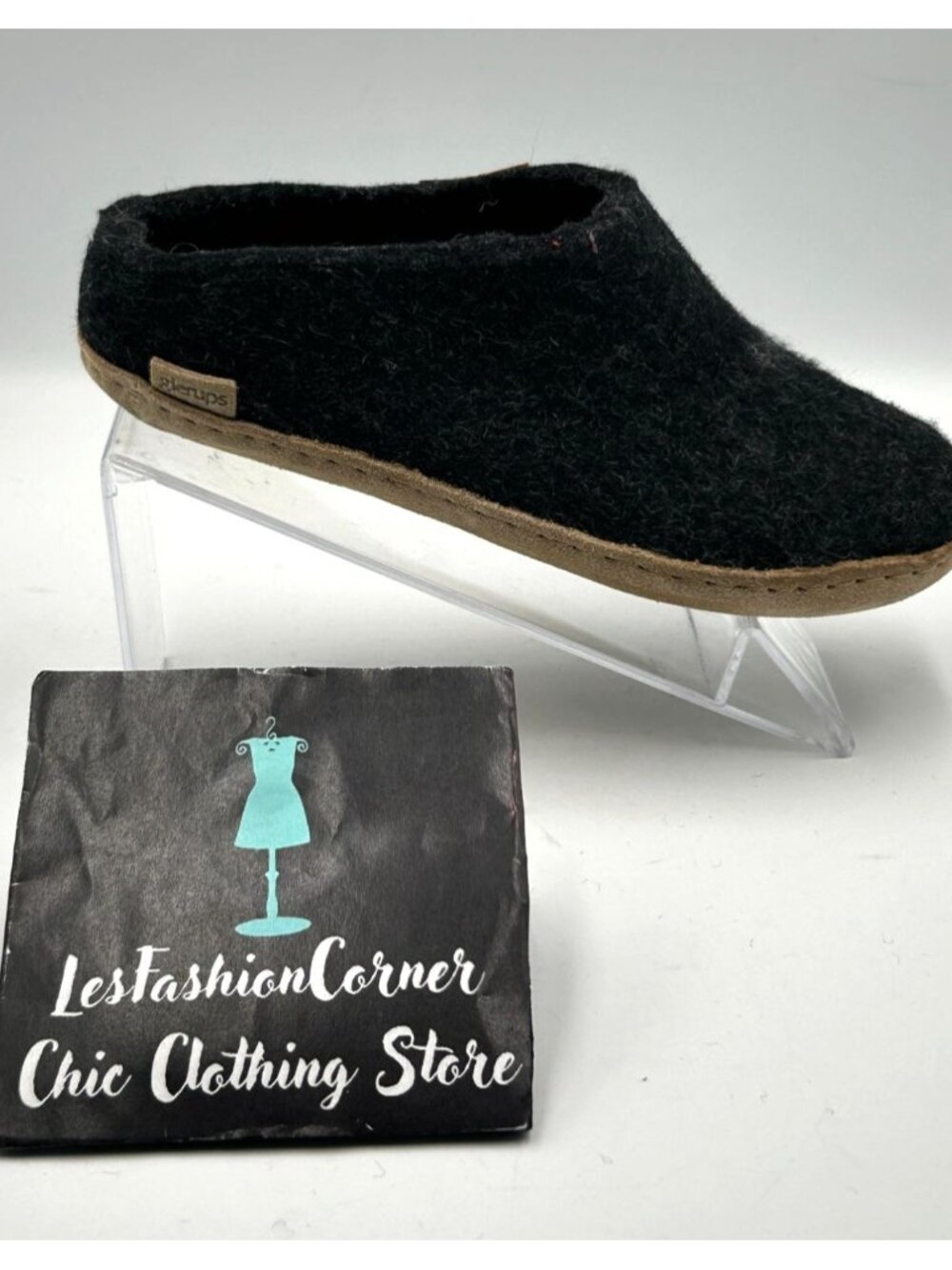 NWT Glerups Women's Black Charcoal Wool Leather Sole Slip-On Slipper Sz 5.5 3283 - Picture 12 of 16